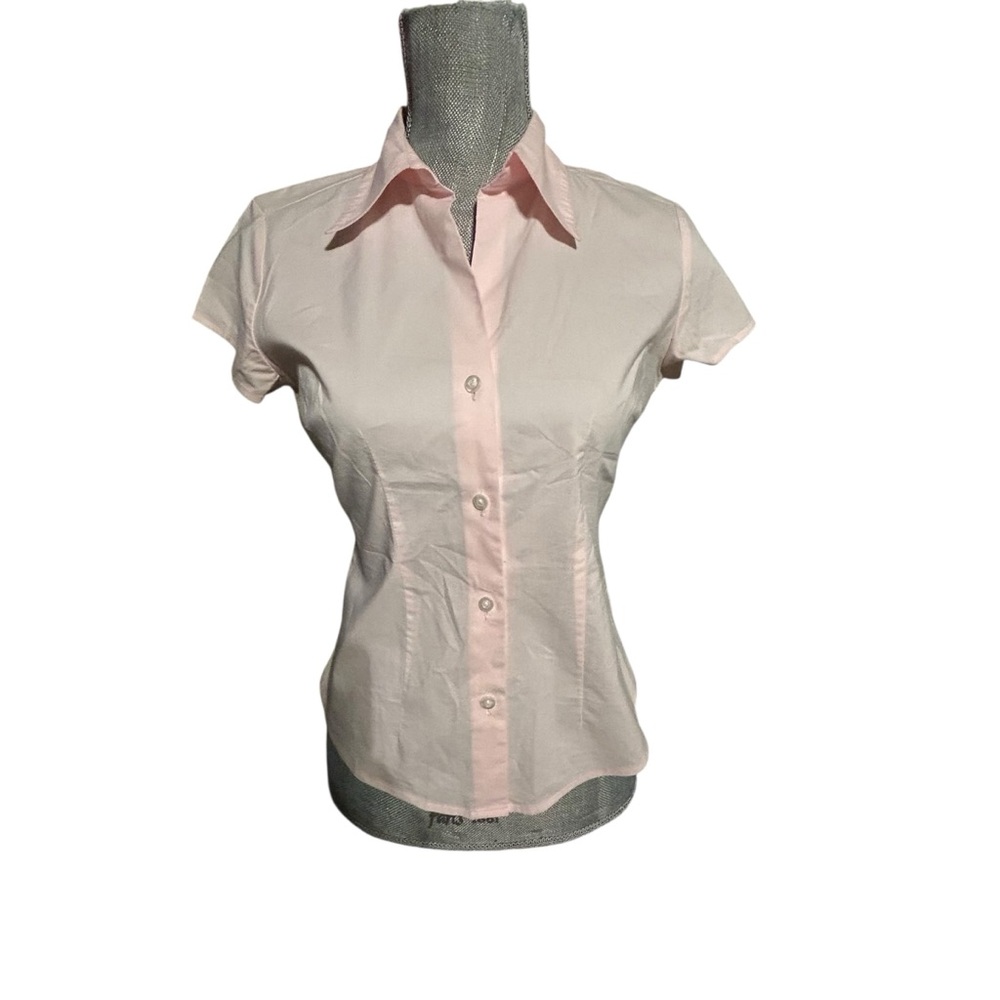New York & Company Pale Pink Short-Sleeve Button Down Shirt